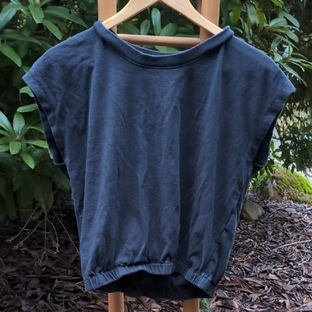 Madewell Creropped Muscle Cut & Synched Black Casual Top